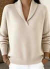 Women's Sweater Shawl Collar Long Sleeve Ribbed Cuffs – Office Day
