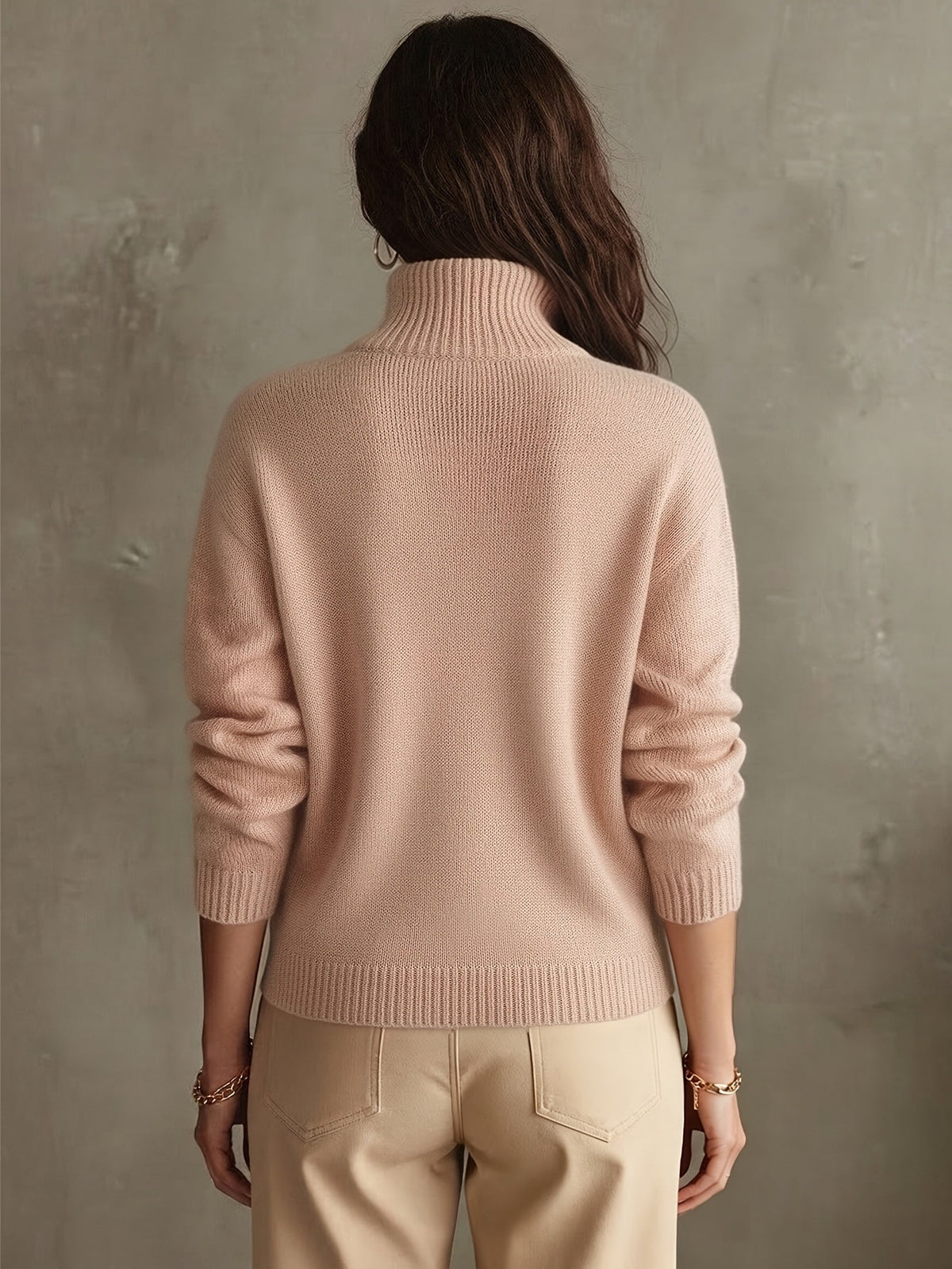 Women’s Sweater Stand Collar Half-Zip Long Sleeves Ribbed Trim – Travel Days