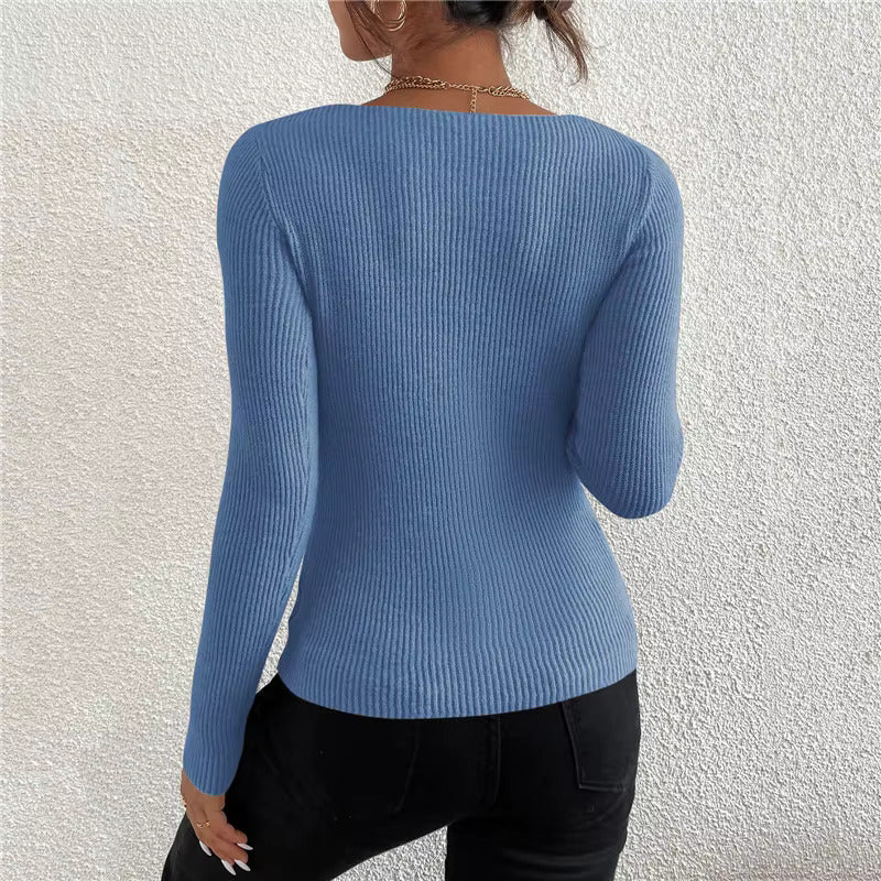 Women's Sweater V Neck Long Sleeve Ribbed Knit – Bookstore Visit