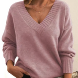 Women's Sweater V Neck Ribbed Trim Long Sleeve Pullover – Coffee Meetup