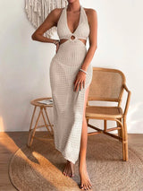 Women's Swim Cover Up Crochet Halter Cut Out Maxi – Beach Vacation