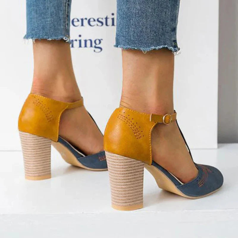 Women's T-Strap Block Heels Closed Toe – Cocktail Party Office