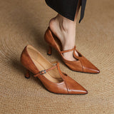 Women's T-Strap Pumps Pointed Toe Kitten Heel Buckle Strap – Work Event