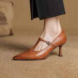 Women's T-Strap Pumps Pointed Toe Kitten Heel Buckle Strap – Work Event