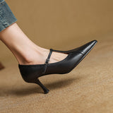 Women's T-Strap Pumps Pointed Toe Kitten Heel Buckle Strap – Work Event