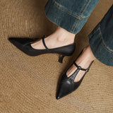 Women's T-Strap Pumps Pointed Toe Kitten Heel Buckle Strap – Work Event