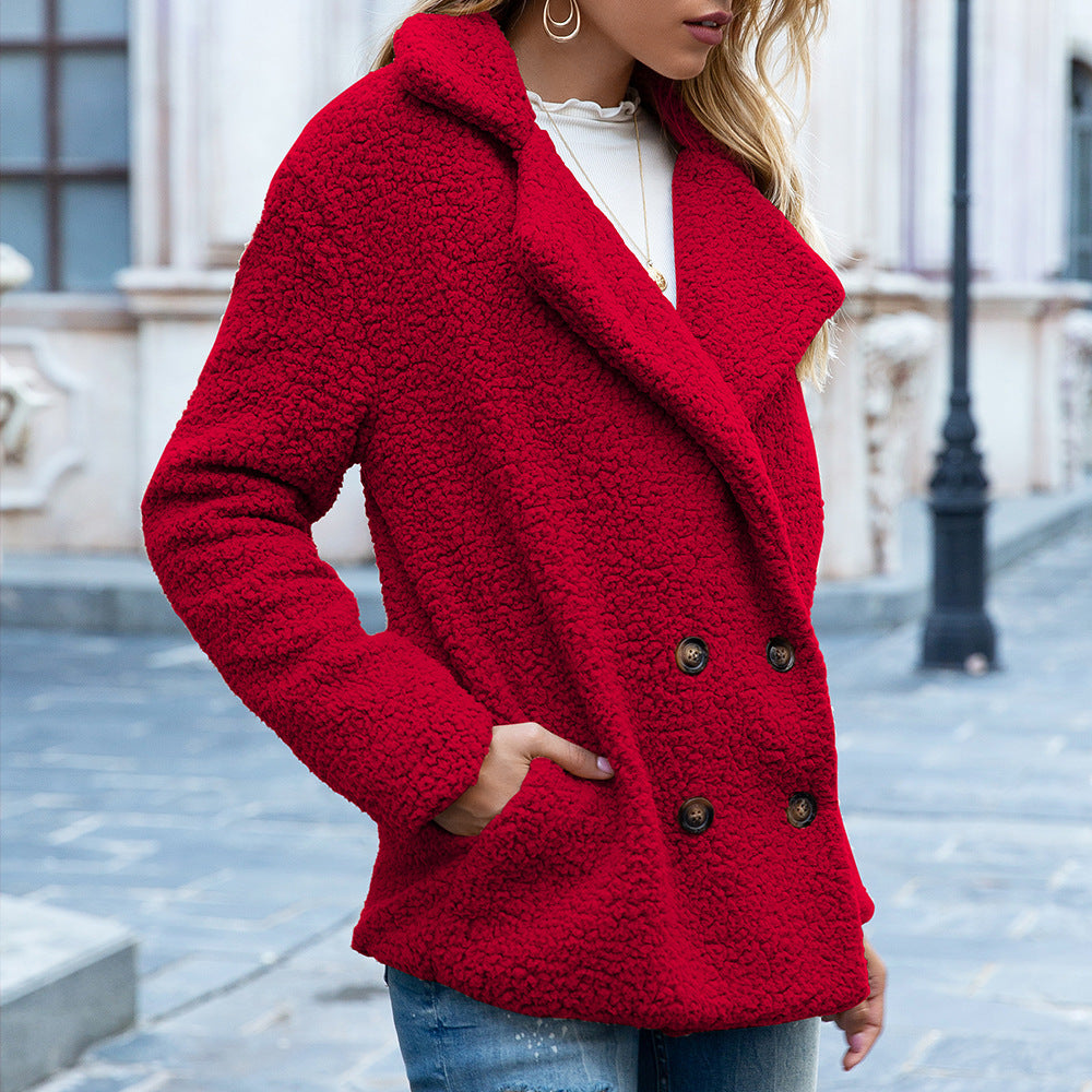 Women's Teddy Coat Double Breasted Lapel Collar – Weekend Getaway