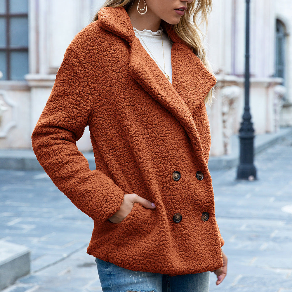 Women's Teddy Coat Double Breasted Lapel Collar – Weekend Getaway