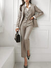 Women's Three Piece Suit Set Notch Lapel Blazer Vest Trouser – Office Wear