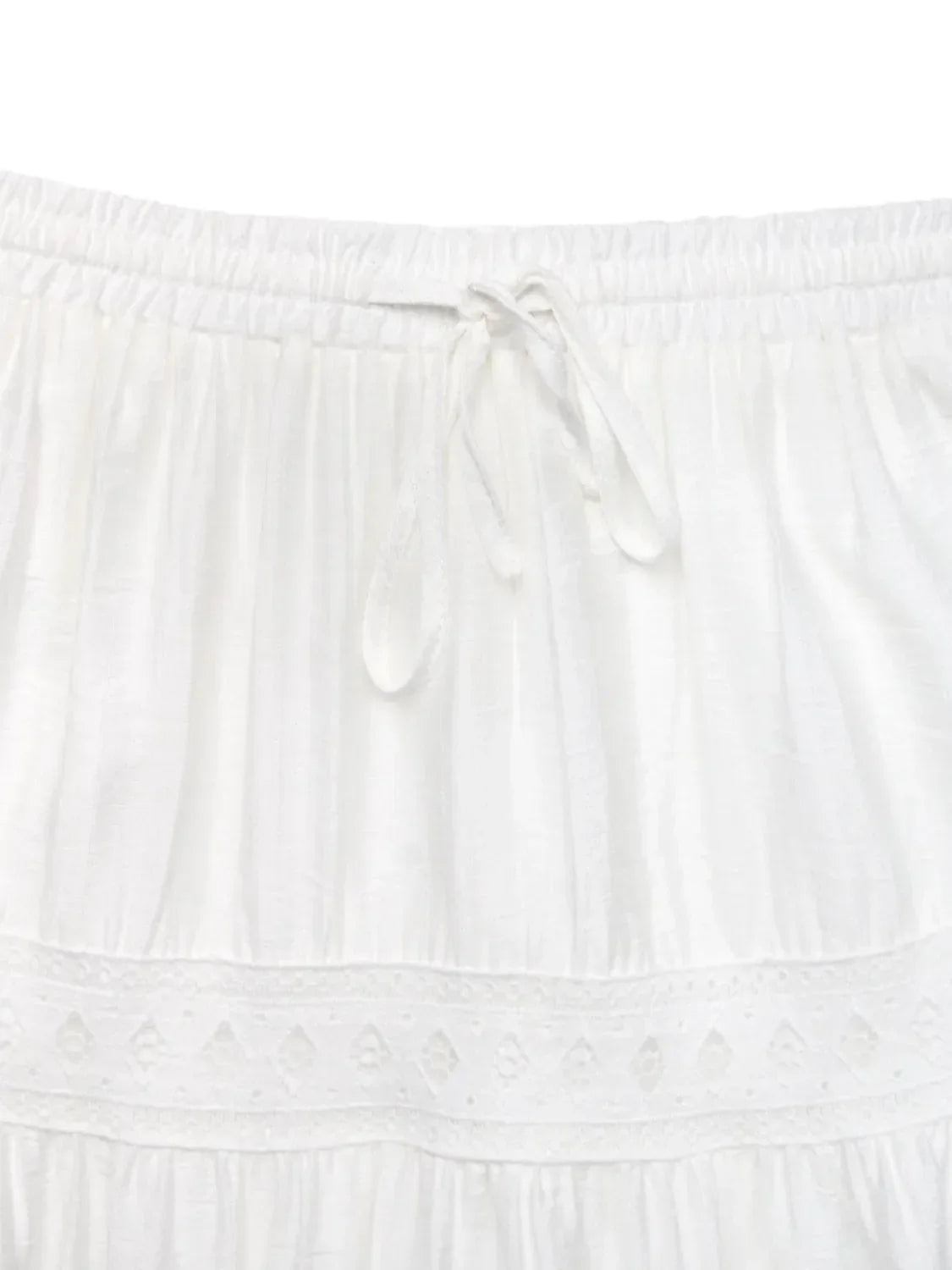 Women's Tiered Maxi Skirt Lace Trim High Waist – Flowy Summer Style