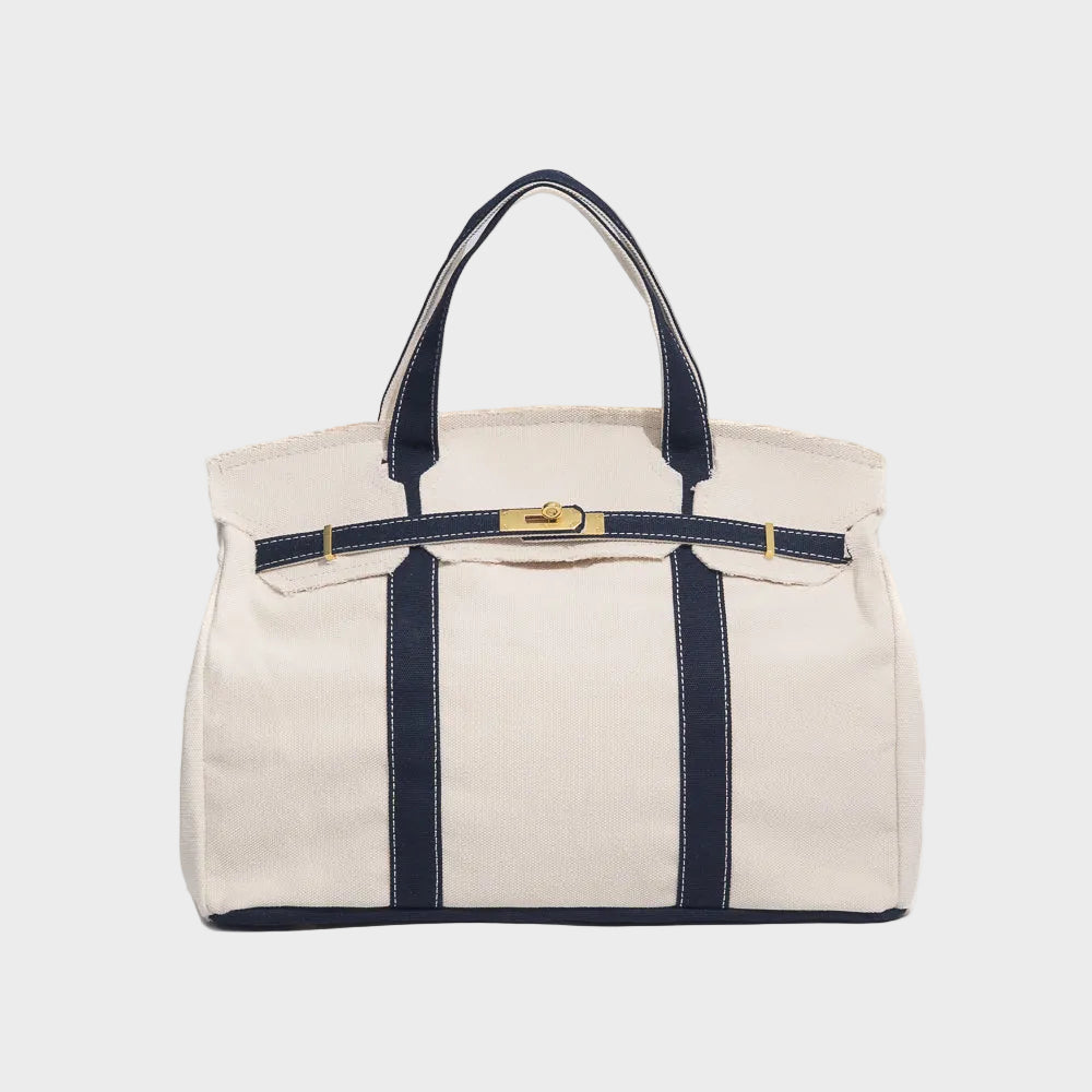 Women's Tote Bag Double Handle Front Strap Vertical Panels – Weekend Travel