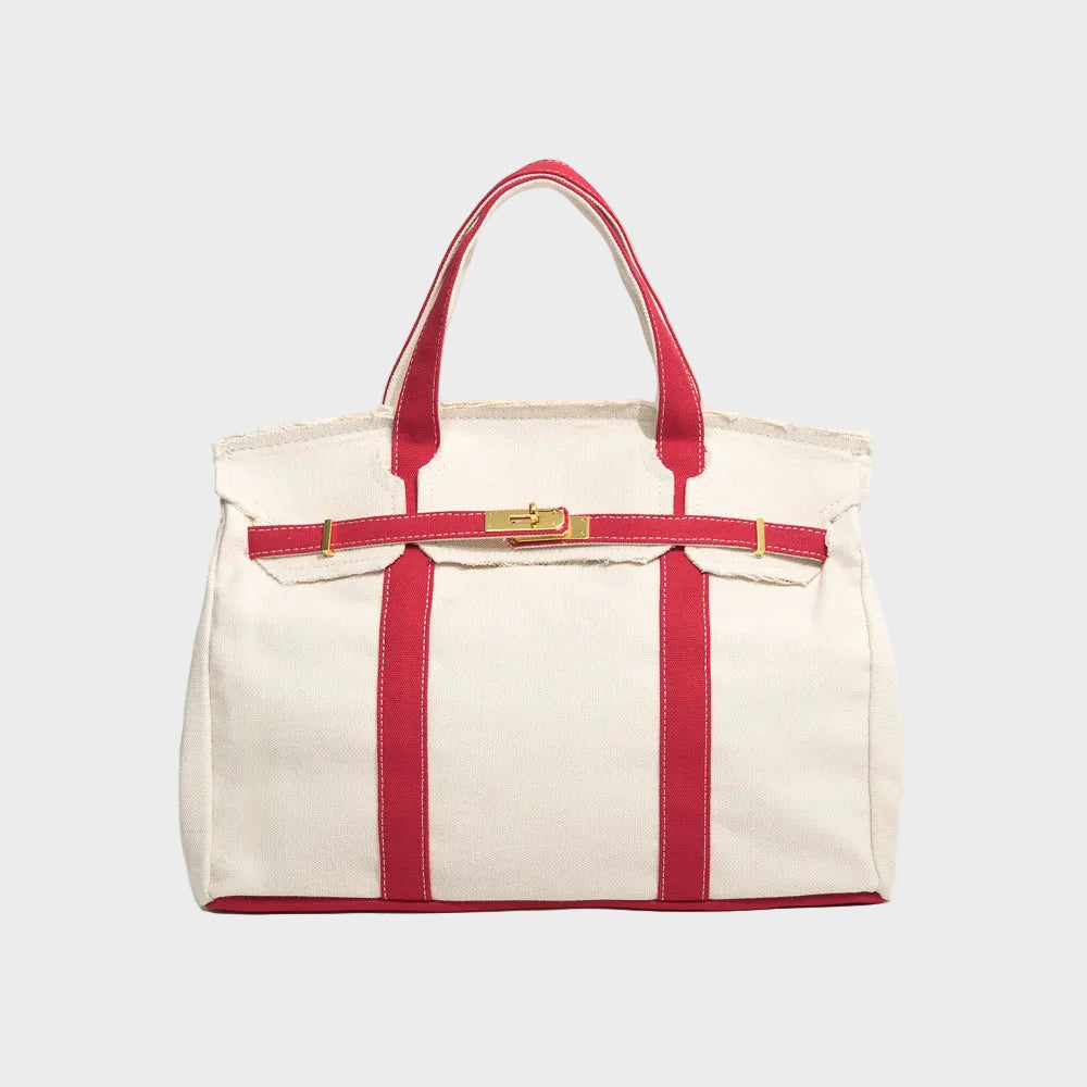 Women's Tote Bag Double Handle Front Strap Vertical Panels – Weekend Travel