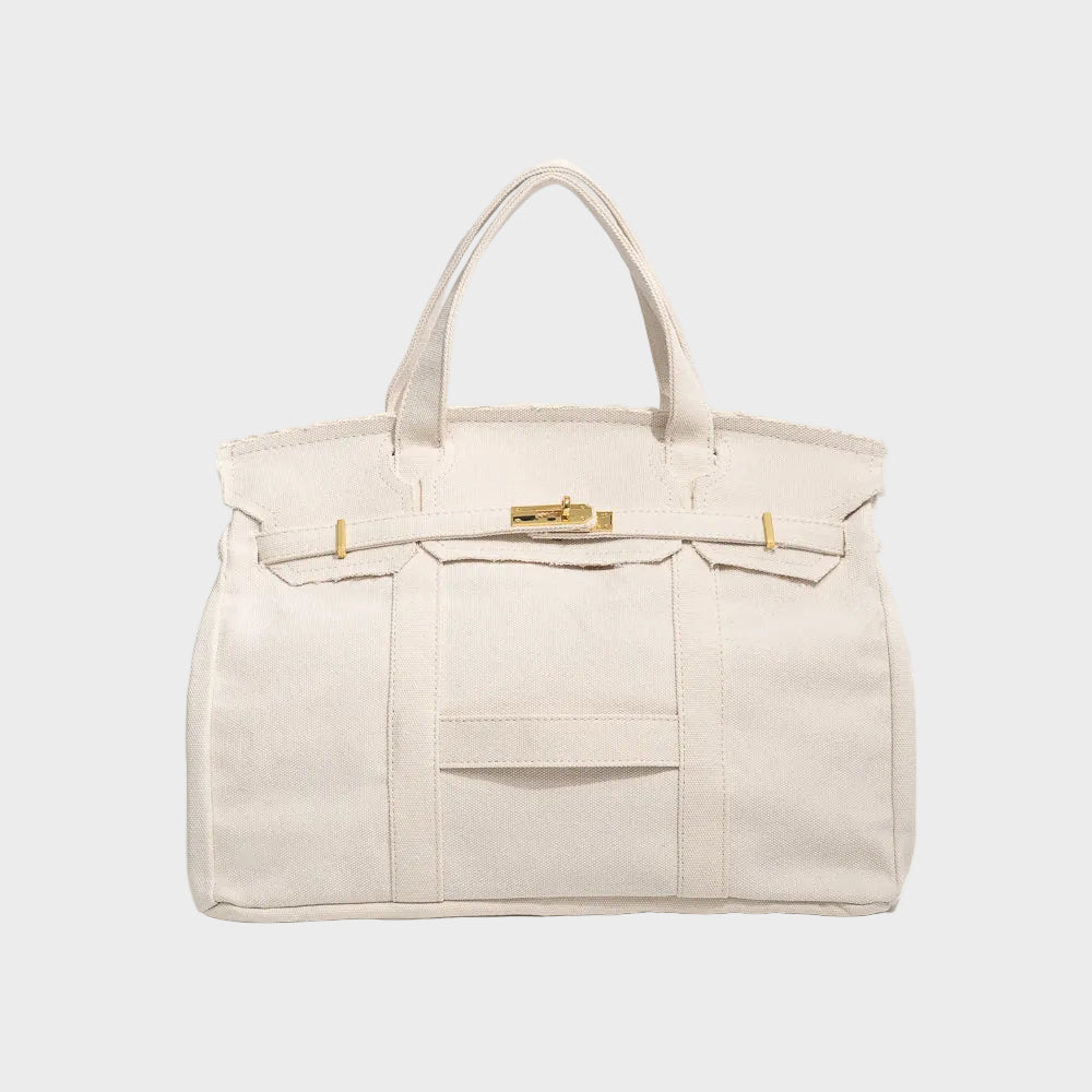 Women's Tote Bag Double Handle Front Strap Vertical Panels – Weekend Travel