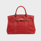 Women's Tote Bag Double Handle Front Strap Vertical Panels – Weekend Travel