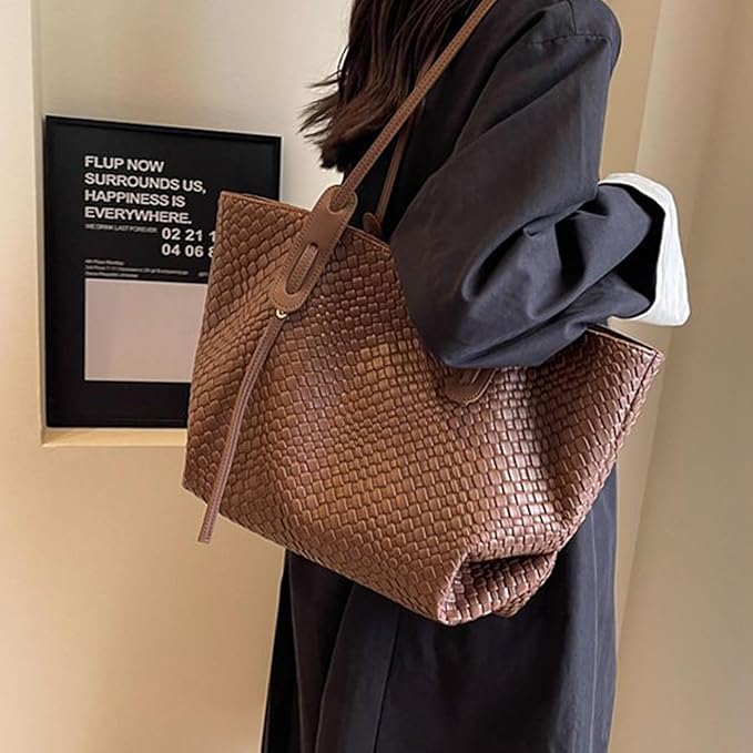 Women's Tote Bag Large Woven Shoulder Zip Top – Beach Bag