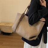 Women's Tote Bag Large Woven Shoulder Zip Top – Beach Bag
