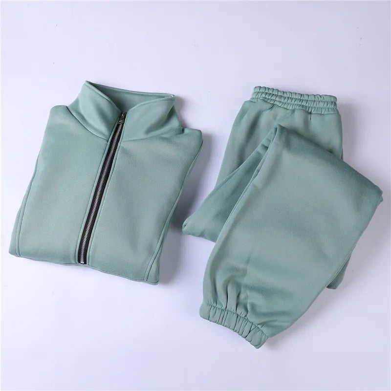 Women's Tracksuit Set Solid Tapered Leg Half Zip Mock Neck - Sporty Style
