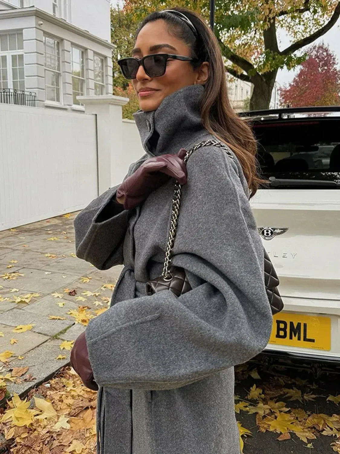 Women's Trench Coat Below Knee Stand Collar Raglan Sleeve – City Outing