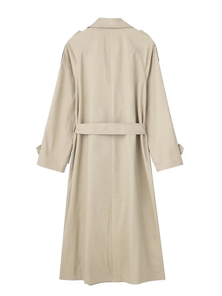 Women's Trench Coat Double Breasted Notched Lapel Belted – Museum Visit