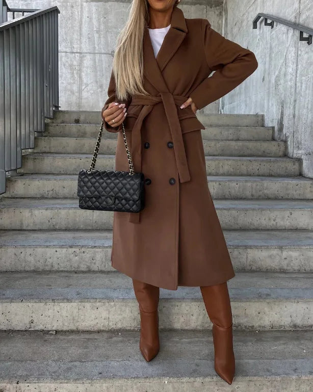 Women's Trench Coat Double Breasted Tie Waist – Workday Wear