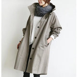 Women's Trench Coat Hooded Button Front Long Sleeve – Errand Day