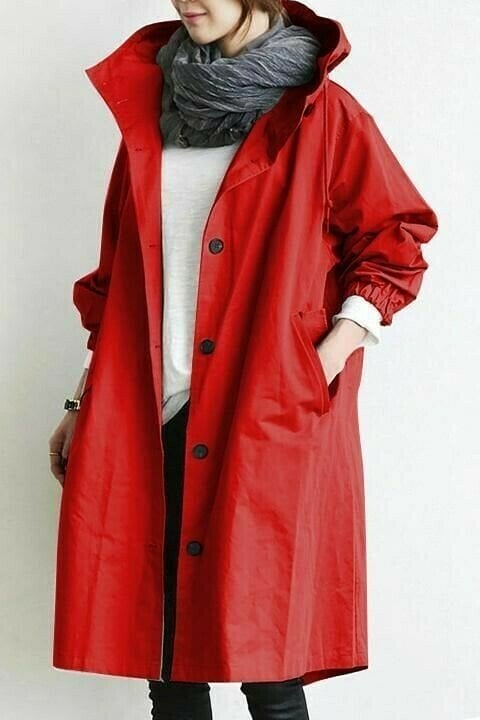 Women's Trench Coat Hooded Button Front Long Sleeve – Errand Day