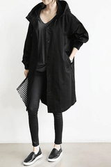 Women's Trench Coat Hooded Button Front Long Sleeve – Errand Day