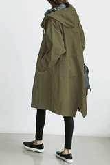 Women's Trench Coat Hooded Button Front Long Sleeve – Errand Day
