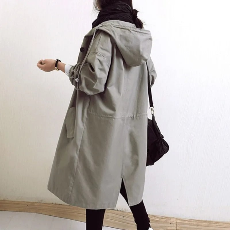 Women's Trench Coat Hooded Button Front Long Sleeve – Errand Day