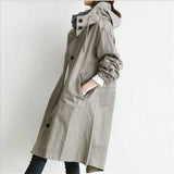 Women's Trench Coat Hooded Button Front Long Sleeve – Errand Day