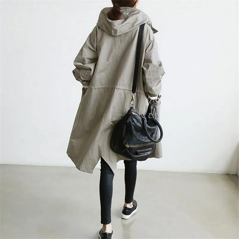 Women's Trench Coat Hooded Button Front Long Sleeve – Errand Day