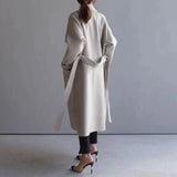 Women's Trench Coat Long Sleeve Button Front Waist Tie – Business Travel