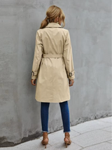 Women's Trench Coat Long Sleeve Waist Belt – Workday Wear