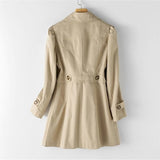 Women’s Trench Coat Notch Lapel Button Front Cuff Tabs – Office Commutes