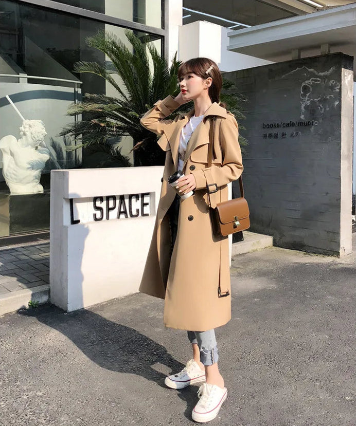 Women's Trench Coat Wide Lapel Belted Front – Travel Day