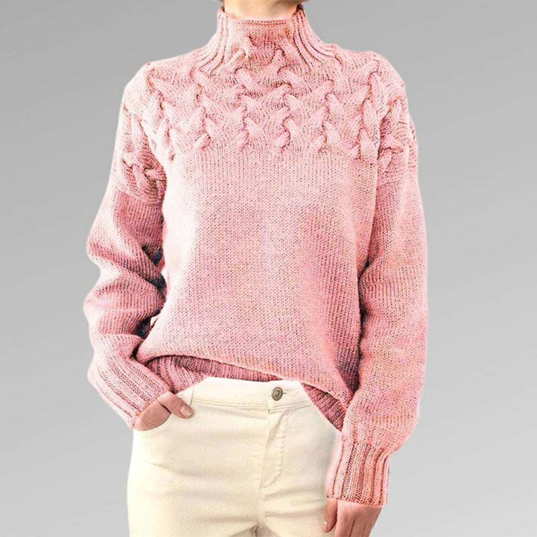 Women's Turtleneck Cable Knit Sweater Long Sleeve Ribbed Cuffs – Cabin Weekend
