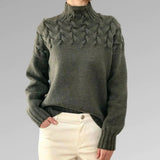 Women's Turtleneck Cable Knit Sweater Long Sleeve Ribbed Cuffs – Cabin Weekend