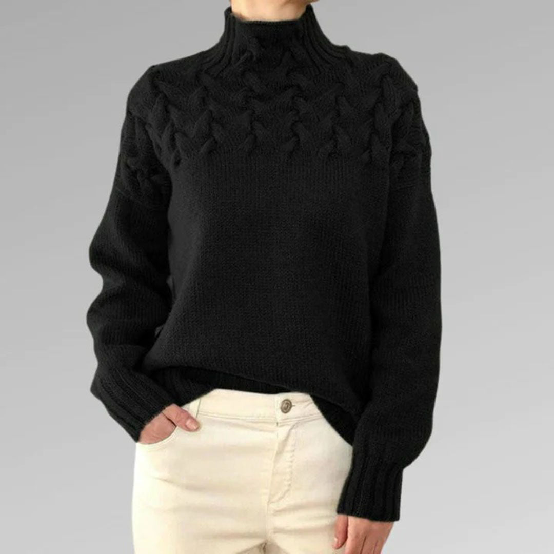 Women's Turtleneck Cable Knit Sweater Long Sleeve Ribbed Cuffs – Cabin Weekend