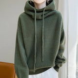 Women's Turtleneck Hoodie Drawstring Long Sleeve Ribbed Knit – Library Study