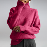Women's Turtleneck Sweater Diamond Knit Long Sleeve Ribbed Cuffs – Gallery Visit