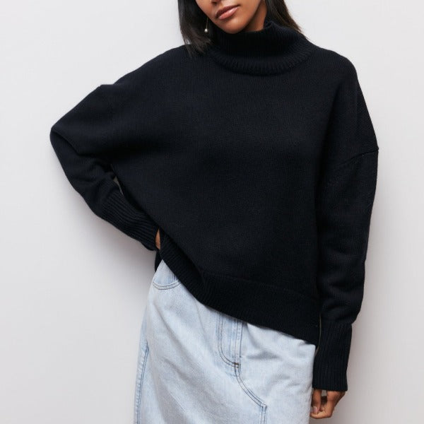 Women's Turtleneck Sweater Dropped Shoulder Long Sleeve – Weekend Plans