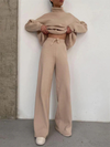 Women's Two Piece Lounge Set Knit Wide Leg Turtleneck - Night Party