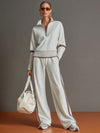 Women's Two-Piece Loungewear Set Half Zip Pullover Wide Leg – Home Gatherings