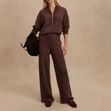 Women's Two-Piece Loungewear Set Half Zip Pullover Wide Leg – Resort Lounge