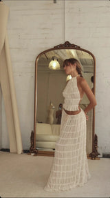 Women's Two Piece Set Halter Crop Top Maxi Skirt – Beach Vacation