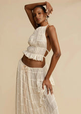 Women's Two Piece Set Halter Crop Top Maxi Skirt – Beach Vacation
