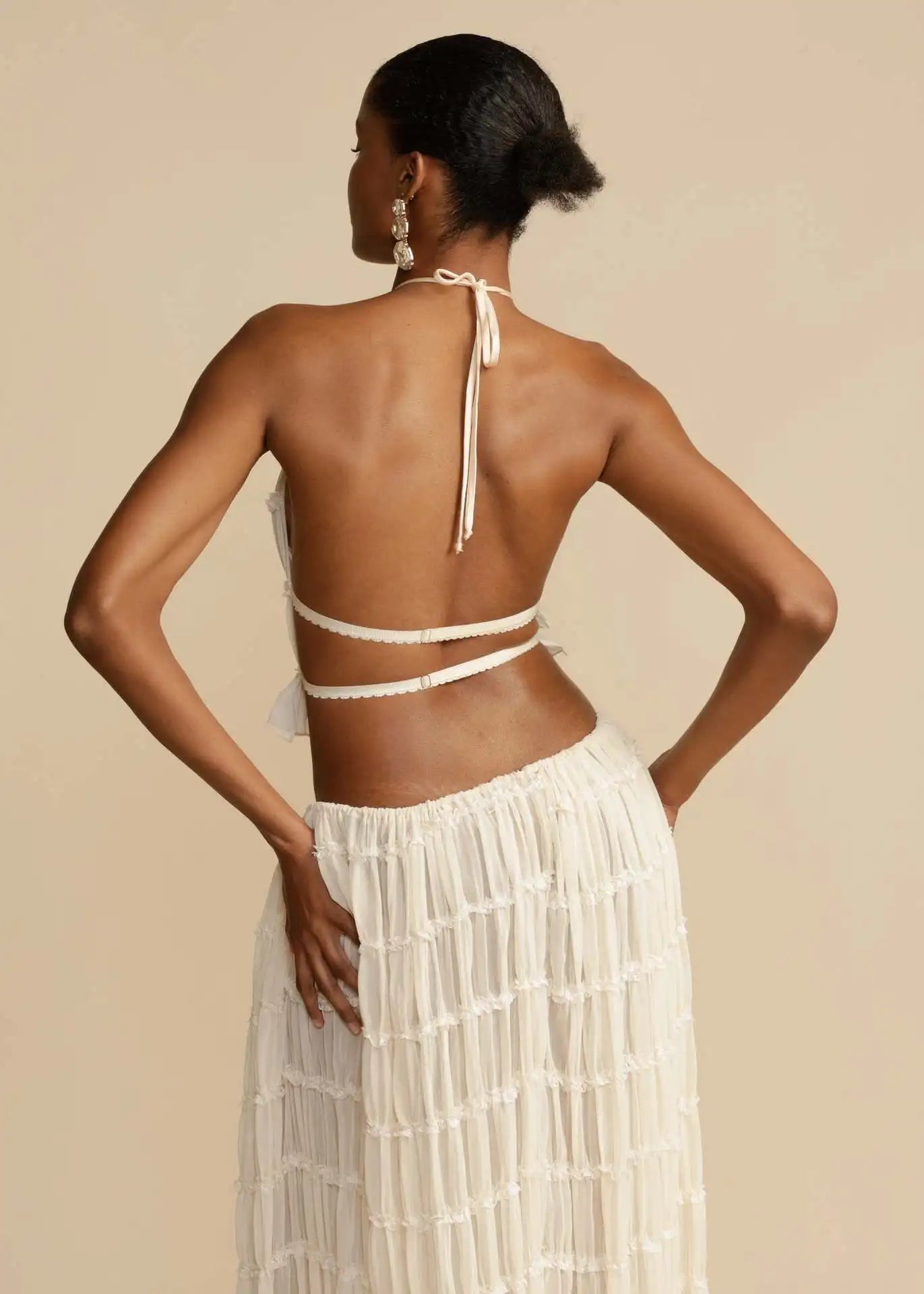 Women's Two Piece Set Halter Crop Top Maxi Skirt – Beach Vacation