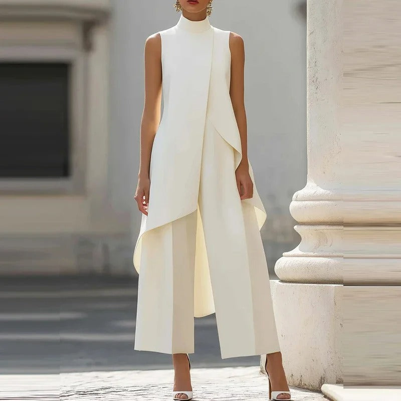 Women's Two-Piece Set High Neck Sleeveless Tunic Wide Leg – Gallery Event