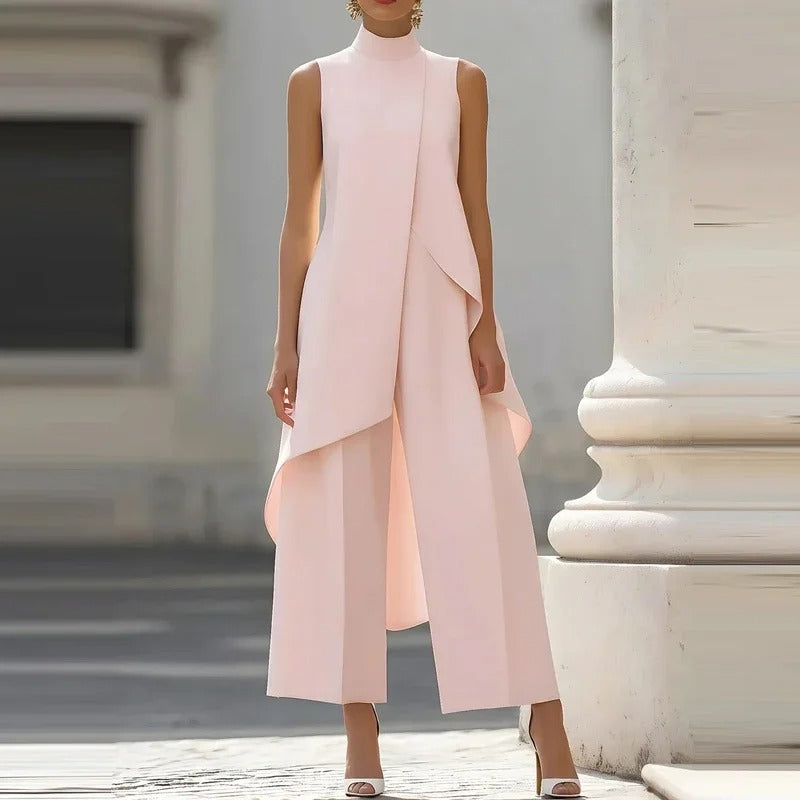 Women's Two-Piece Set High Neck Sleeveless Tunic Wide Leg – Gallery Event