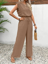 Women's Two Piece Set Lace Wide Leg Pants Sleeveless – Garden Party